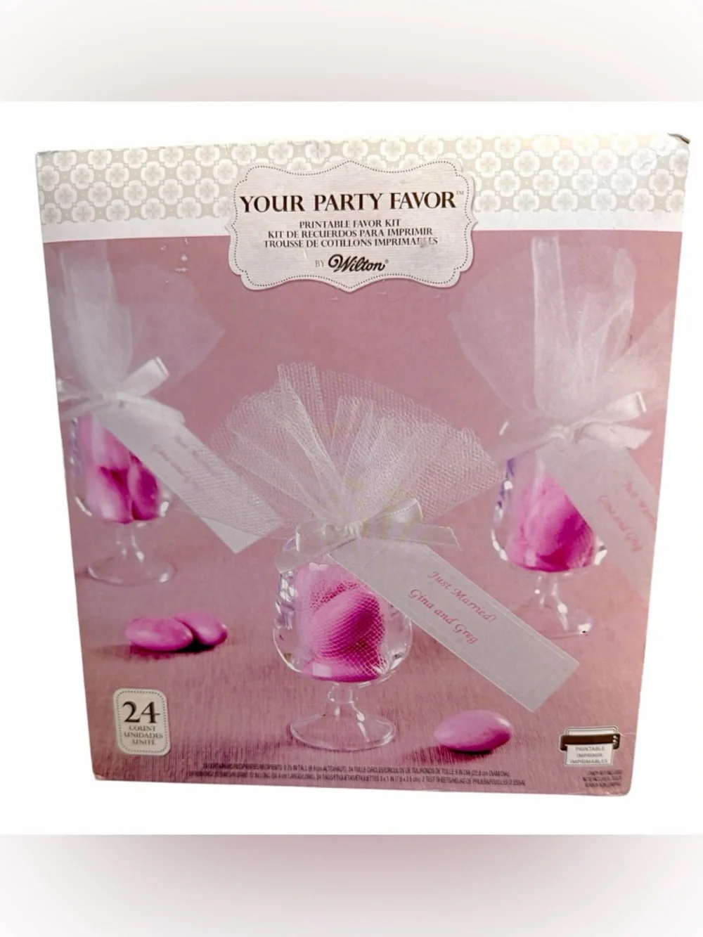 New VTG Wilton Party Favor Kit 24 Count Wedding Shower Mini Goblets Printable
